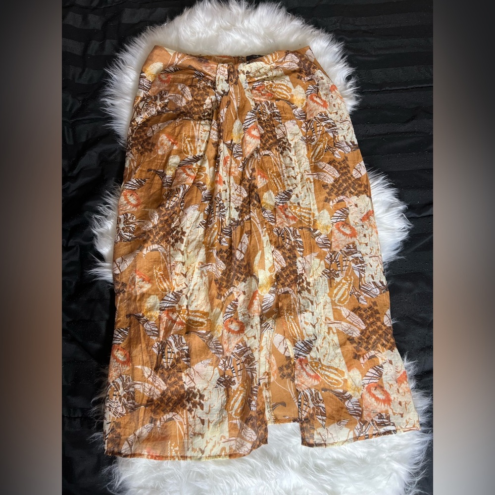 NWT Lulu’s Something Wild Brown Multi Print Twist-Front Midi Skirt Crop Top Set - Picture 11 of 16